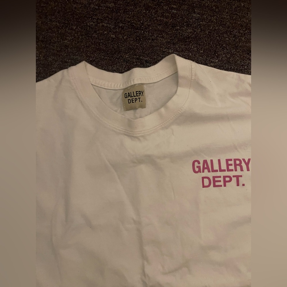 Gallery Dept White Tee with Pink Chest Logo